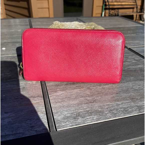 Prada Hot Pink Stefano leather zip around Wallet - Picture 2 of 8